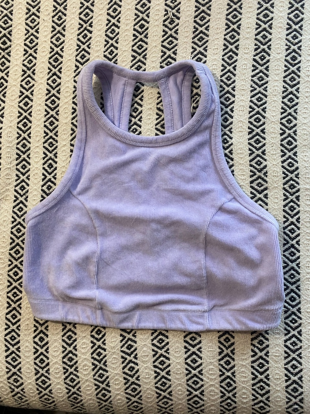 aerie Lilac Ribbed Corduroy High Neck Halter Crop Tank Top / Long Line Bra XL